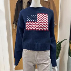 클리지 DP01 라운드넥 하트 성조기 니트 CP8WKT45