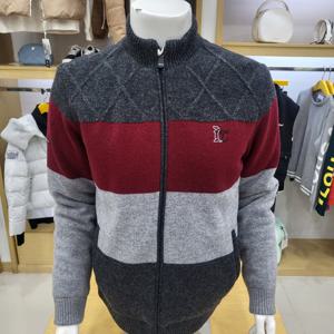 [루이까스텔]남성 카라블럭 패딩방풍 풀집업 니트 7MESW002E