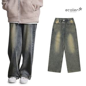 [에꼴리에]여자 겨울신상 와이드 애쉬 빈티지진(25D0254)