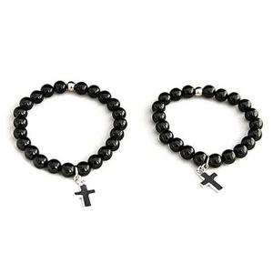 십자가 오닉스 커플 원석 팔찌