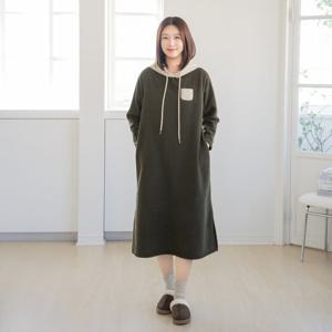 엄마옷 마담4060 플리스후드롱원피스 데일리 중년여성 -ZOP2512007-