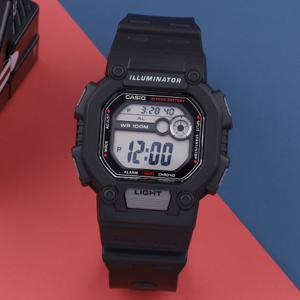 카시오 W-737H-1A 레트로 스퀘어 군인 스포츠 남자 우레탄 시계 d