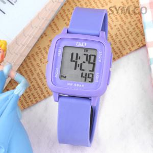 큐앤큐 G02A-005VY 사각 스퀘어 디지털 바이올렛 어린이 방수 아동 우레탄 시계 d