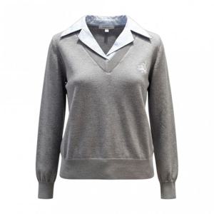 [페이지플린]셔츠 카라 배색 자수 긴팔 니트 F5CKN008