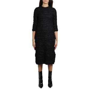 26 SS 발렌시아가 크루넥 트위드 드레스 블랙 704556T1651