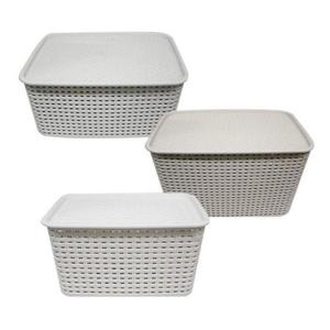 뚜껑 바구니 수납 정리함 사각 바스켓 박스 중 랜덤