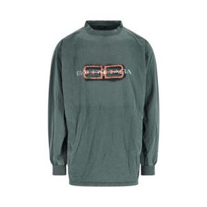 25 FW 발렌시아가 BB 아이콘 스텐실 라지 핏 롱슬리브 티셔츠 그린 850404TTVD6