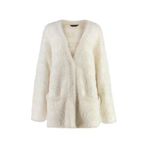 26 SS 발렌시아가 올오버 로고 퍼리 가디건 베이지 769146T6230