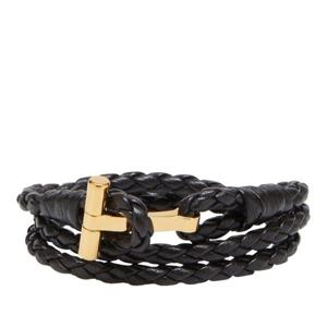 톰포드 블랙 브레이디드 가죽 팔찌 JM005 ICL002G1B023