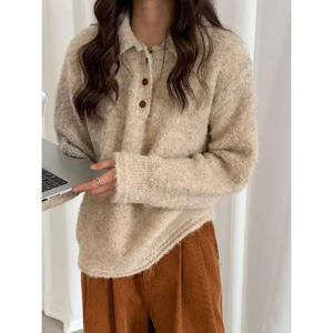 [카라]KARRA 부클카라하프버튼니트_A5W0616