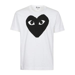 꼼데가르송 블랙 하트 프린트 코튼 반팔 티셔츠 AXT070 1