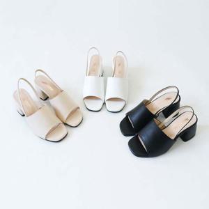 국내제작 502 미들힐 통굽 토오픈 슬링백 샌들