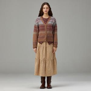 [써스데이아일랜드][여성]자카드 브이넥 니트 가디건(T258MCD252W)