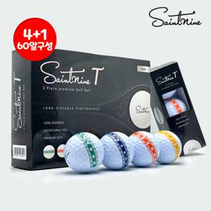 [5더즌 60알]세인트나인 T 3피스 초고반발 퍼팅라인 골프공 골프볼