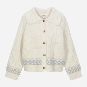 [써스데이아일랜드][여성]카라넥 자카드 니트 가디건(T258MCD267W)