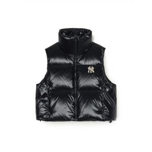 M MLB조끼 IQC 3FDVB2046-50BKS 여성 베이직 유광 크롭 패딩조끼 뉴욕양키스