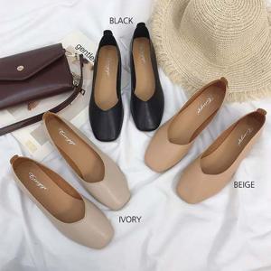여성 데일리 모던 단정한 우드굽 플랫슈즈 오피스룩