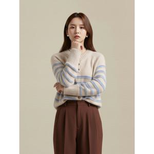 [예쎄](예쎄) 토글단추 스트라이프 단가라 니트(S5WKN036A)