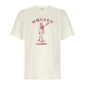 알렉산더맥퀸 스켈레톤 프론트 코튼 저지 티셔츠 857152QTAEI 0