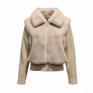 [페이지플린]소매니트배색 페이크퍼 집업 점퍼F5DJP003A