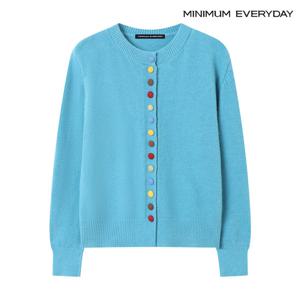 [미니멈][미니멈 에브리데이]포인트 컬러 버튼 라운드 니트 가디건 (EB4CK056D)