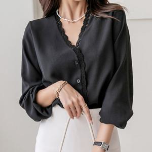 [나크21] (44~77) 레이스 V넥 블라우스 NK21-T-2 /빅사이즈