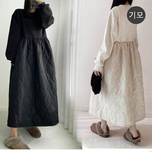 [보리맘]기모 누빔 패딩 롱 원피스 겨울 빅사이즈 임부복 발목 원피스 V233