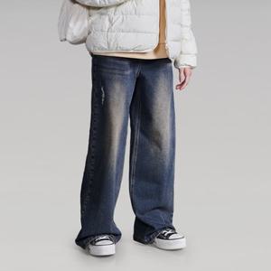 [에꼴리에] 여자 겨울신상 배기와이드 구제 빈티지워싱진(25D1259)