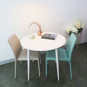 화이트 원형 세라믹 850 식탁 세트 (보미안의자 2개)