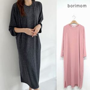 [보리맘]루즈핏  심플 수유복 긴팔 수유 원피스 임부복 ID470