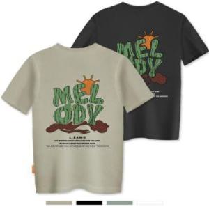 엘라모 멜로디 반팔 티셔츠 남녀공용 빅사이즈 S~4XL