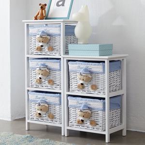 베스트리빙 키즈 동물 인형 3단 라탄 원목 서랍장 장난감 정리함