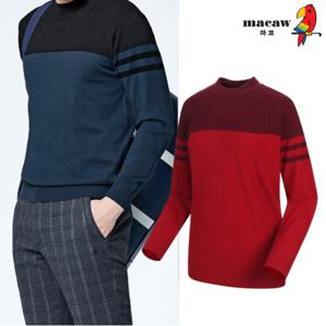 [마코] (남성)투톤 배색 디자인 니트_MKM4SW02