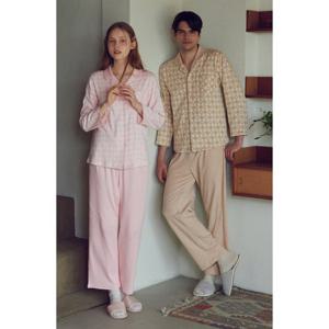 신축성 체크하트 여성 파자마 잠옷 VPA4377W