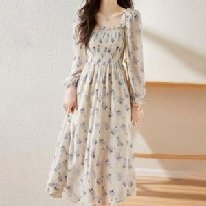 스퀘어넥 KHJ03 원피스 플라워 230420 쉬폰