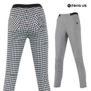 [티엔디]여성 여름 골프웨어 골프 편한 밴딩 체크 데일리 바지