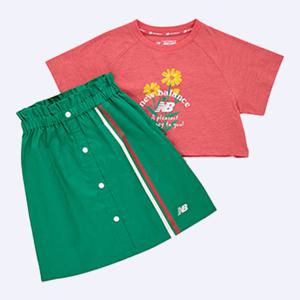 뉴발란스 키즈 여아 반팔티+롱스커트 세트/NK9YD2403G-25