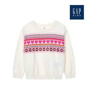 [갭키즈]프론트 배색 크루넥 니트(759284-00-9_IV)