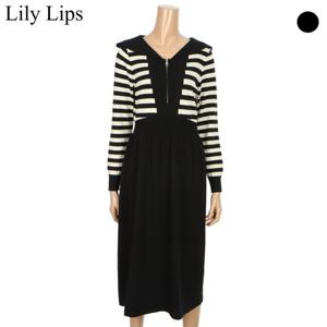 [릴리립스]세라 카라 지퍼 반오픈 니트 원피스 (YL4OP261)