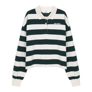 [에이비에프지]카라넥 스트라이프 긴팔 면 티셔츠 APY4QK33J