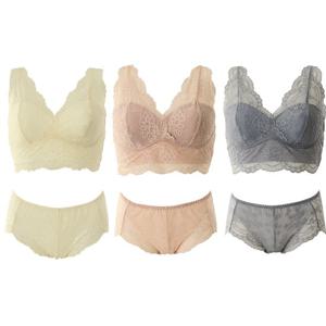 와코루 가볍게 착용 가능한 전체레이스 크라탑 런닝브라+팬티 WLGB400RWLGB400T