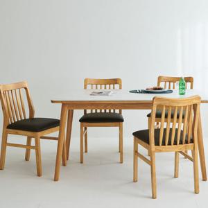 밀랑 바른 포셀린 통세라믹 원목 1400 식탁세트 4인 의자형