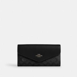 코치 엔벨롭 월렛 시그니처 캔버스 CX160-QBMI5 차콜/플레어