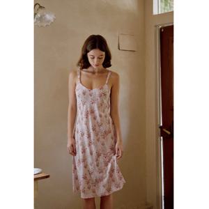 와코루 폴리 쉬폰 나염 여성 슬립 겸 속가운 WGN2468B