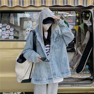 후드데님자켓 분리 FL04200 후드 청자켓 데님자켓 남녀공용 커플