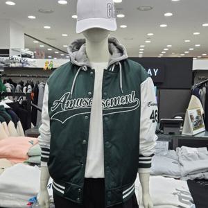 [써드케이](남녀공용)소매 배색 패딩 점퍼MP1JU017-그린_CJ