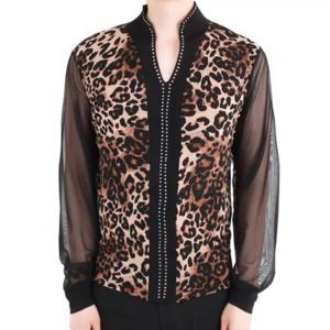 헬스 MDT1500 호피소매 망사 긴팔티 밸리댄스복 댄스복 댄