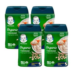 4개X  거버오가닉  오트밀  싱글  그레인  시리얼  아기  이유식  227g