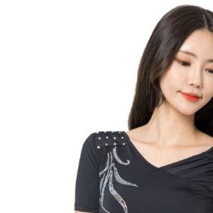 멋진 LDTC300 용 여성 연습 테마 공연복 라틴댄스 홀터 시