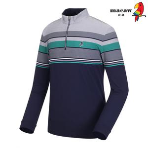 [마코] (남성)컬러 배색 반집업 티셔츠_MMM1TH02